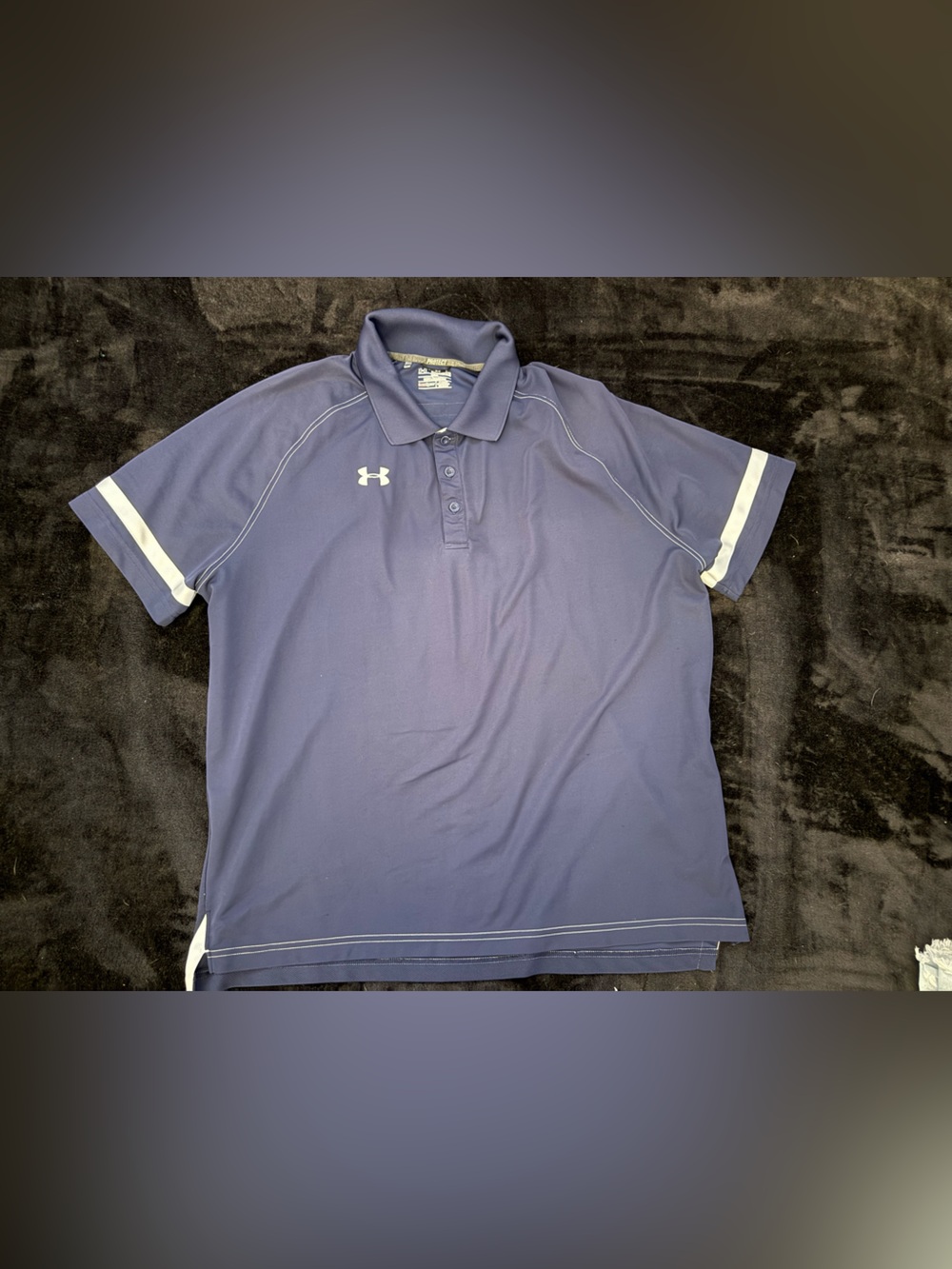 Under Armour Men’s Blue Polo with White Sleeve Stripes